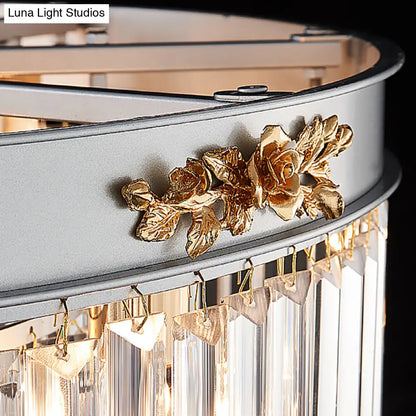 Lámpara de araña rectangular moderna tipo tambor - Cristal, 3/4 luces, colgante para comedor - 40,6 cm/49,5 cm de ancho