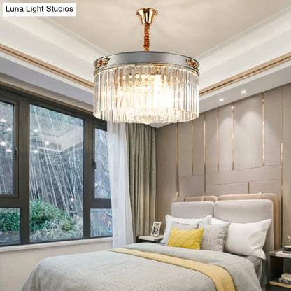 Lámpara de araña rectangular moderna tipo tambor - Cristal, 3/4 luces, colgante para comedor - 40,6 cm/49,5 cm de ancho