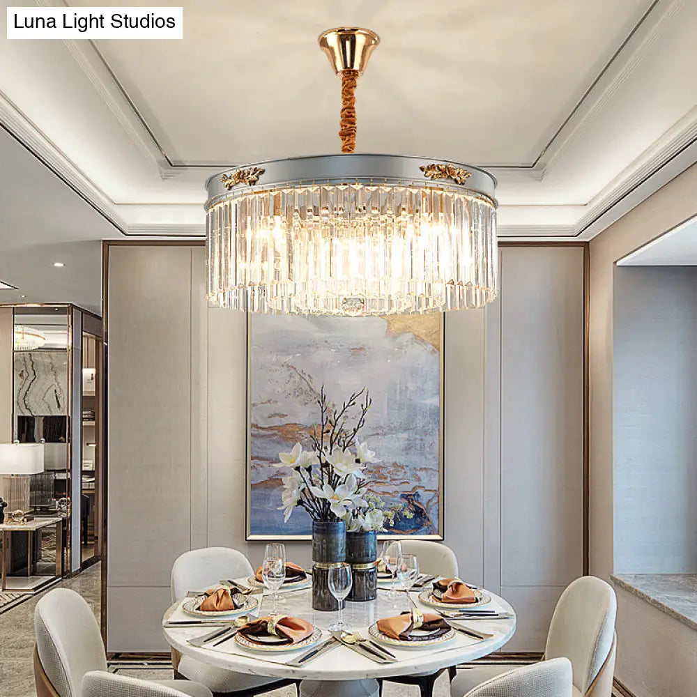 Lámpara de araña rectangular moderna tipo tambor - Cristal, 3/4 luces, colgante para comedor - 40,6 cm/49,5 cm de ancho