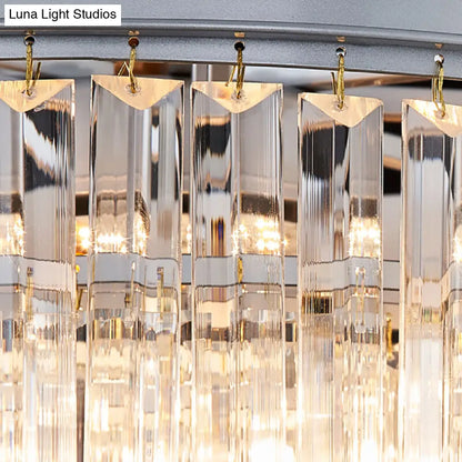 Lámpara de araña rectangular moderna tipo tambor - Cristal, 3/4 luces, colgante para comedor - 40,6 cm/49,5 cm de ancho
