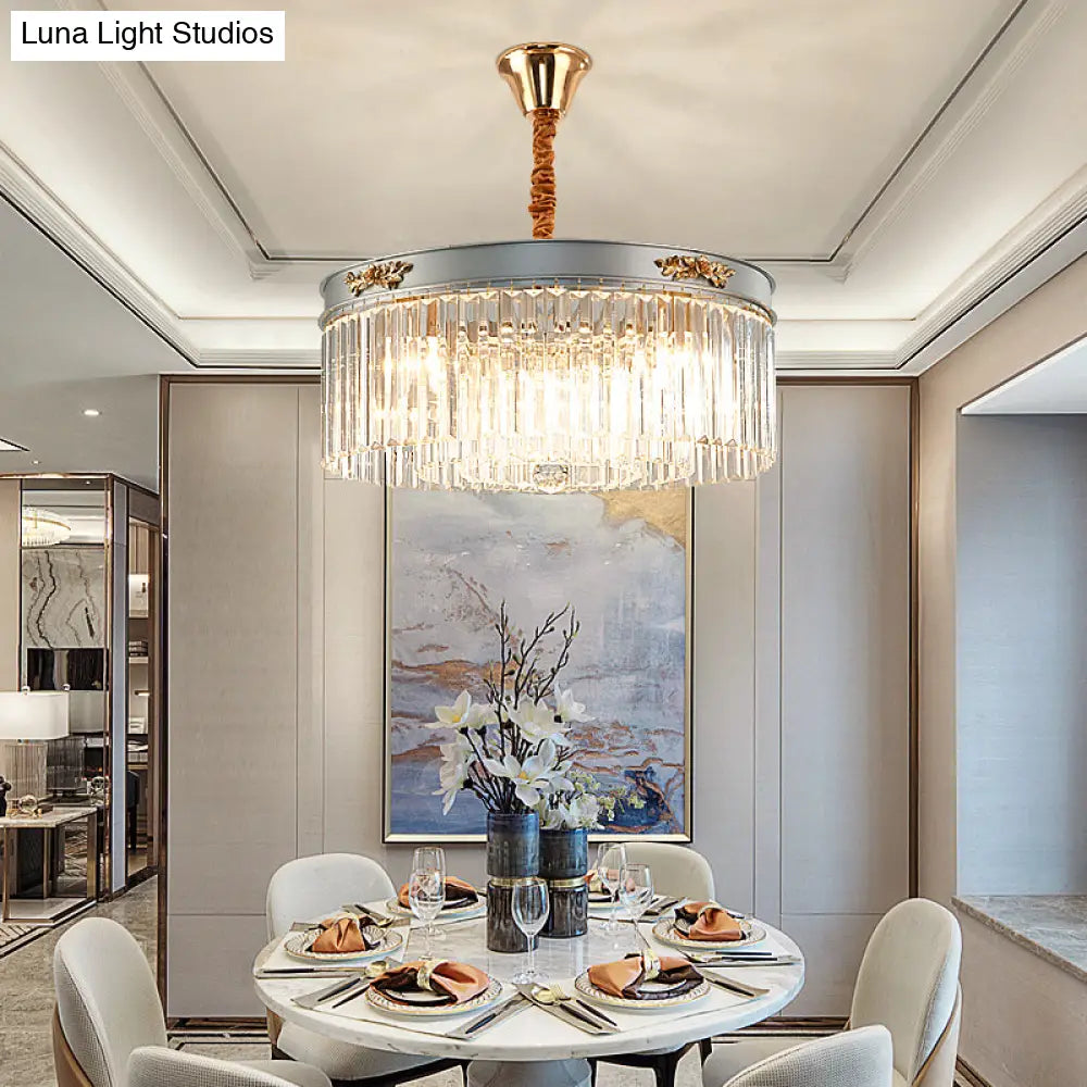 Lámpara de araña rectangular moderna tipo tambor - Cristal, 3/4 luces, colgante para comedor - 40,6 cm/49,5 cm de ancho