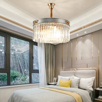 Lámpara de araña rectangular moderna tipo tambor - Cristal, 3/4 luces, colgante para comedor - 40,6 cm/49,5 cm de ancho