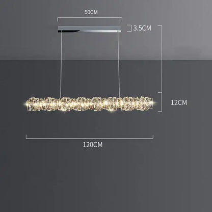 Modern rectangular elegant crystal pendant light with chrome mount and warm led for dining room decorbites elegant crystal