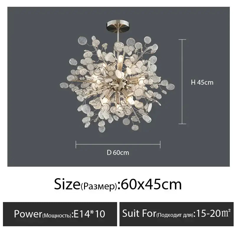 Modern rectangular glass led chandelier with a metallic frame and clear circular glass discs for living room pendant light