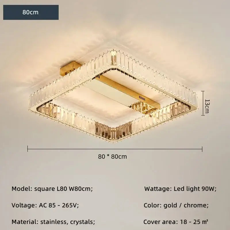 Modern rectangular gold crystal dimmable ceiling light with chrome and crystal accents for living room decorbites crystal dimmable ceiling