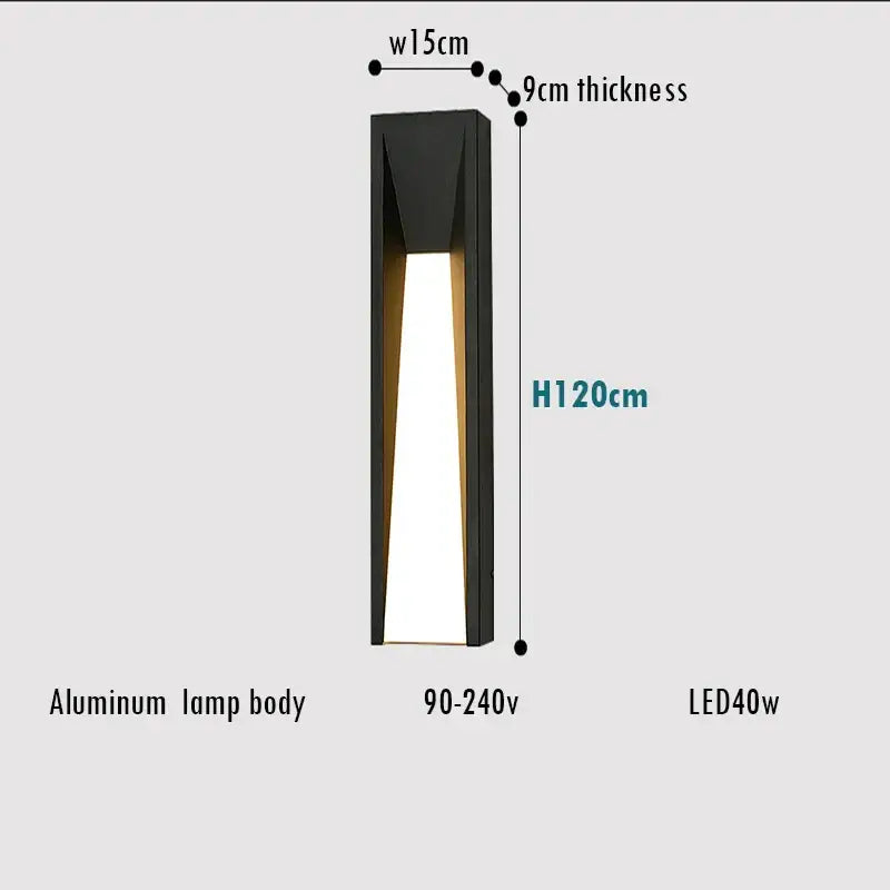 Modern rectangular led black outdoor wall lamp made of aluminum with warm white light from decorbites led black series