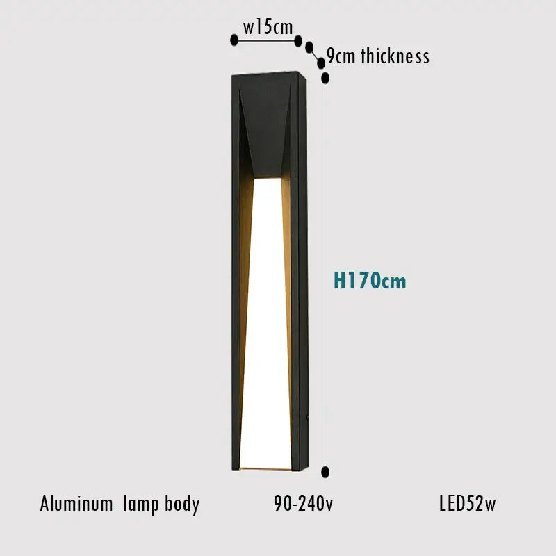 Modern rectangular led black outdoor wall lamp made of sleek black aluminum with angular design for patio decorbites led black
