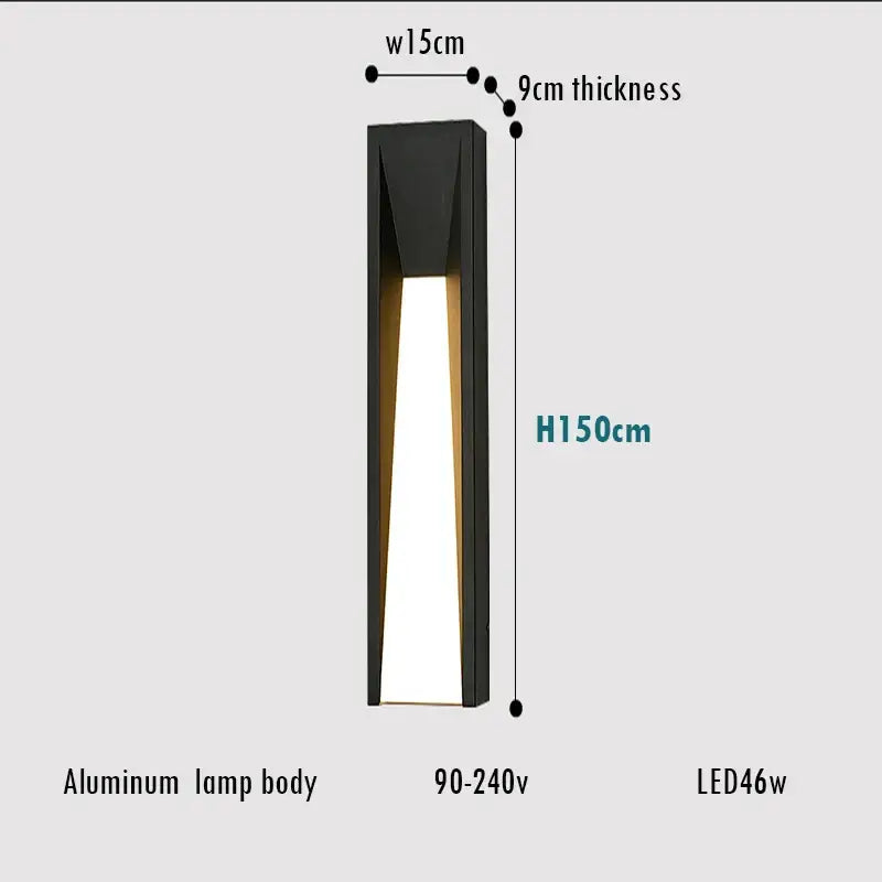 Modern rectangular led black outdoor wall lamp made of black aluminum with sleek angular design by decorbites led black
