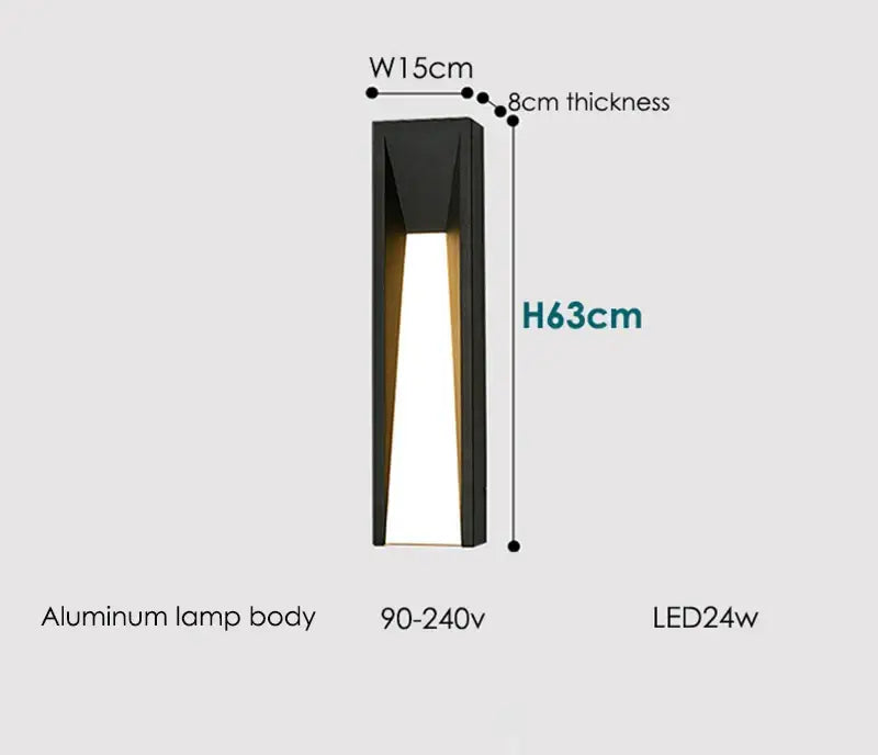 Modern rectangular led black outdoor wall lamp in aluminum with warm white light and sleek decorbites led black design