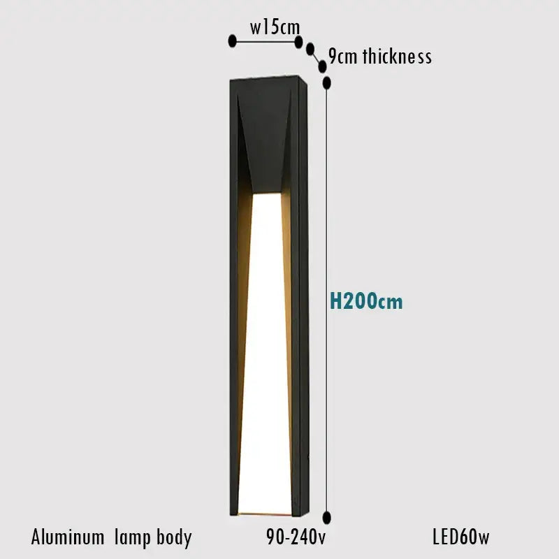 Modern rectangular led black outdoor wall lamp with aluminum body and warm light for patio decorbites led black style