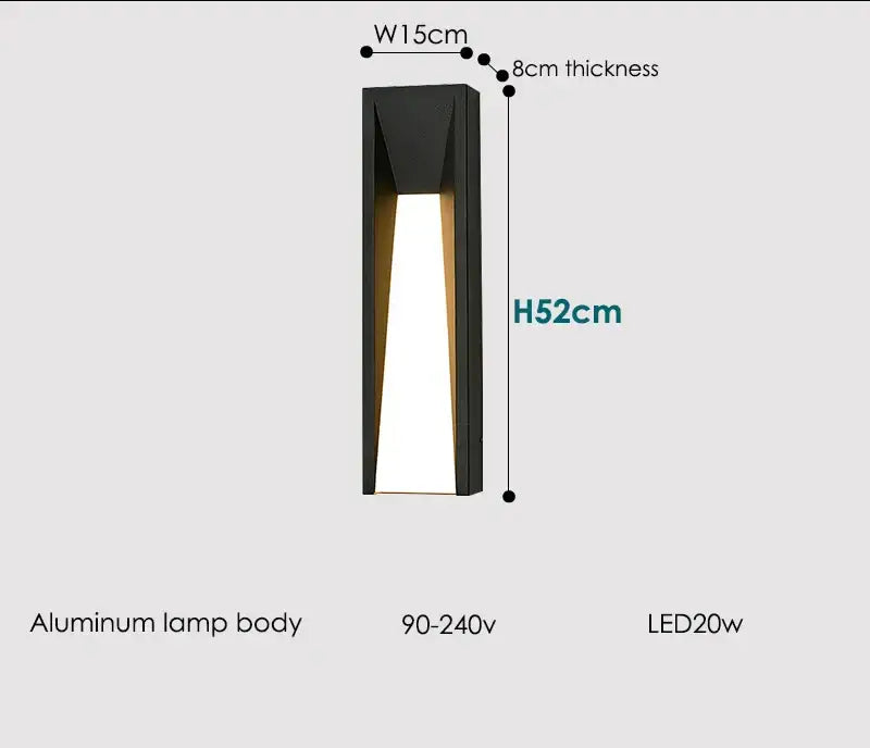 Modern rectangular led black outdoor wall lamp featuring a sleek angular black aluminum design with warm light emission