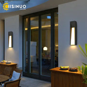 Modern rectangular led black outdoor wall lamp with sleek rectangular design and warm light by decorbites led black