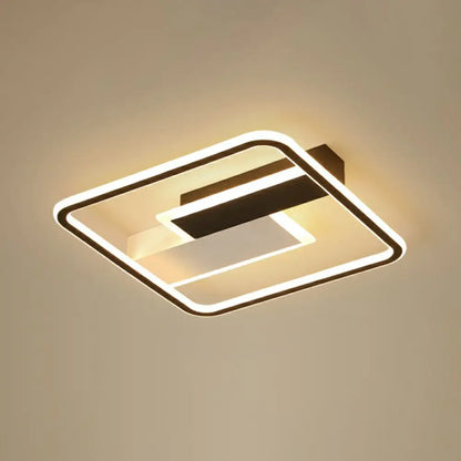 DecorBites™ DecorBites™ Modern Rectangular LED Ceiling Flush Light with Black-White Finish and Acrylic Shade