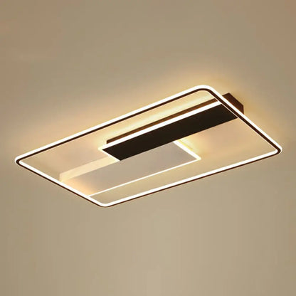 DecorBites™ DecorBites™ Modern Rectangular LED Ceiling Flush Light with Black-White Finish and Acrylic Shade