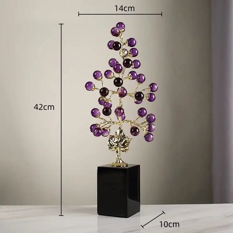 Modern red and gold grape vine metal sculpture with purple gemstone tree decorbites grape vine for living room decor