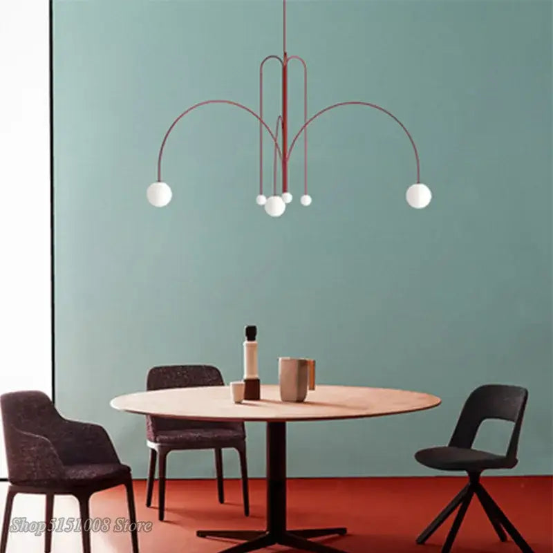 Modern minimalist pendant lights with slender reddish-brown metal frame and white glass bulbs for living room decorbites branch glass