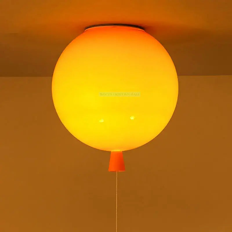 Modern red balloon ball lampshade ceiling light with warm yellow spherical design and orange nozzle for children’s room decorbites colorful balloon