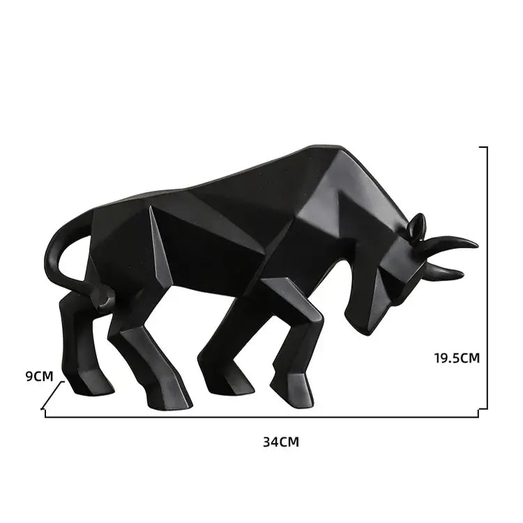 Black decorbites geometric bison sculpture with angular faceted design for modern living room decor