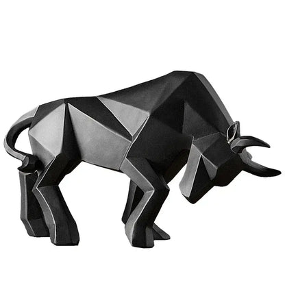 Black decorbites geometric bison sculpture with glossy angular faceted design for modern living room decor
