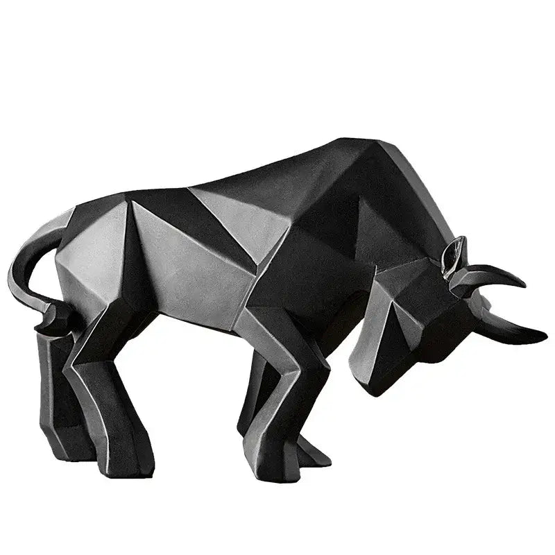 Black decorbites geometric bison sculpture with glossy angular faceted design for modern living room decor