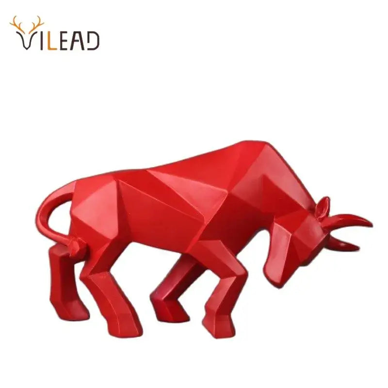 Modern red decorbites geometric bull sculpture with angular faceted design for living room decorbites geometric bull ornament