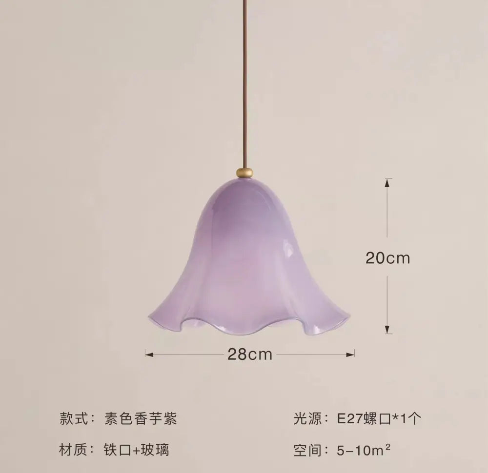 Modern red glass pendant light with black dots and delicate lavender fluted glass pendant lights for dining room use