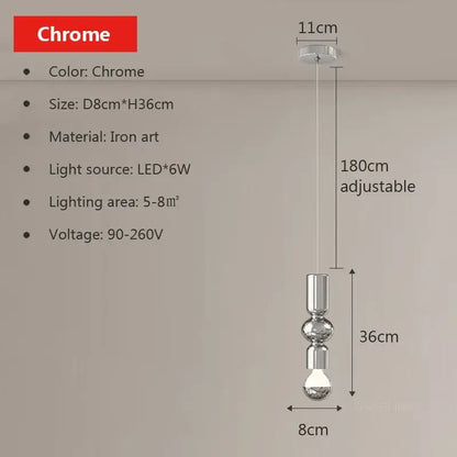 Modern red and green caterpillar iron led pendant light with chrome finish and adjustable 180cm hanging length decorbites caterpillar iron