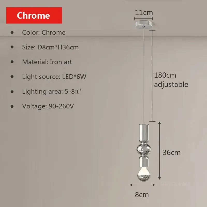 Modern red and green caterpillar iron led pendant light with chrome finish and adjustable 180cm hanging length decorbites caterpillar iron
