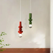Modern red and green decorbites caterpillar iron led pendant light with glossy segmented glass shades for bedroom decor