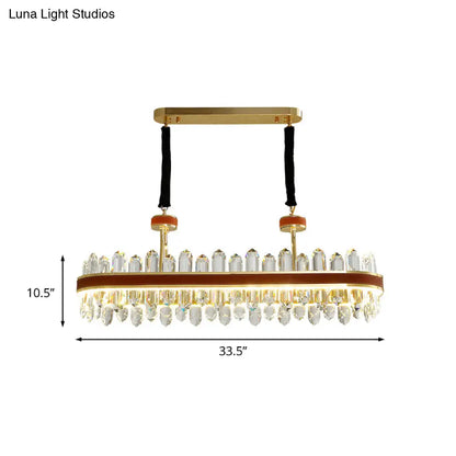 ديكوربايتس™ مصباح LED أحمر حديث معلق على شكل جزيرة مع تفاصيل كتلة كريستالية - مصباح سقف مستطيل من الجلد