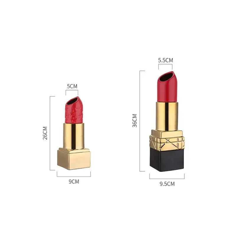Modern red lipstick shape ceramic vase with gold black embossed lipstick shape decorbites for living room decor