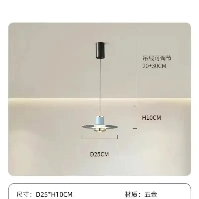 Modern minimalist pendant lamp with silver base and blue accent as decorbites colorful umbrella pendant for dining room decor