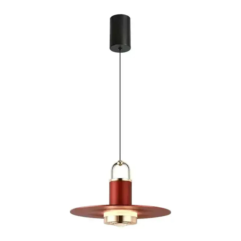 Modern red umbrella pendant lamp with a sleek black mount and gold-toned hardware for dining room decorbites colorful umbrella decor