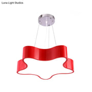 Vibrant red glossy acrylic modern wavy star pendant light with chrome mount for child care centre led hanging use