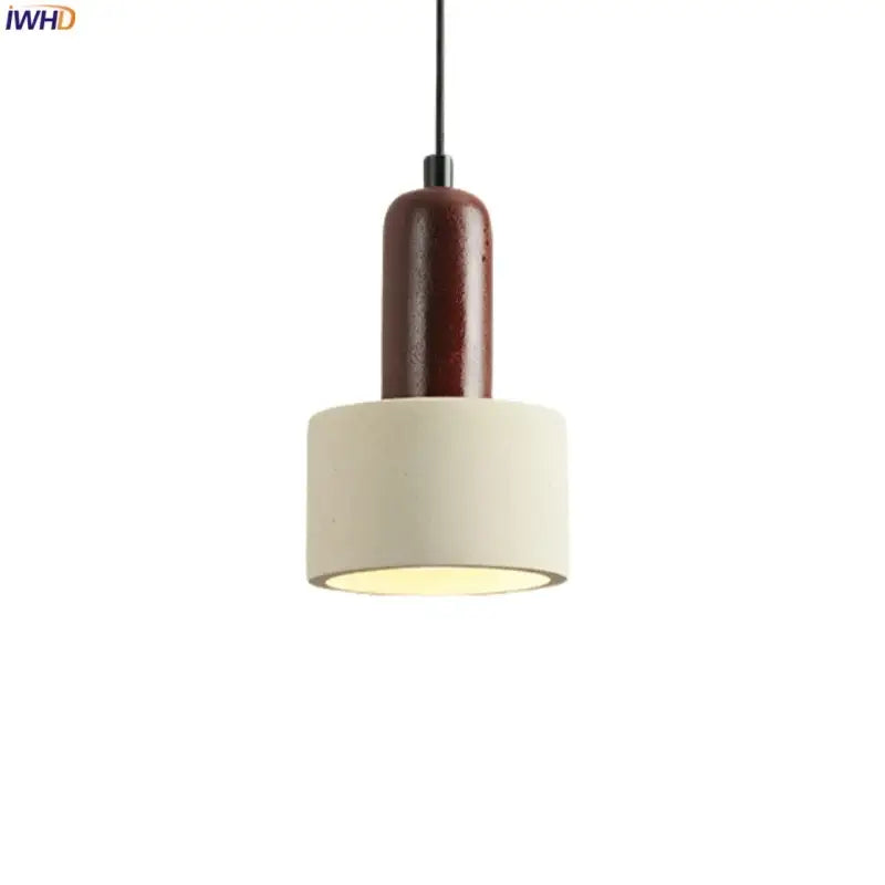 Modern reddish brown and cream decorbites cement cylinder led pendant light with matte finish for kitchen decor