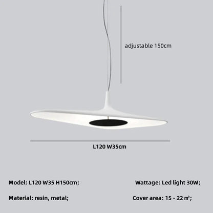 Modern Resin Pendant Light for Dining Room - white L120cm 30W / warm light 3000K