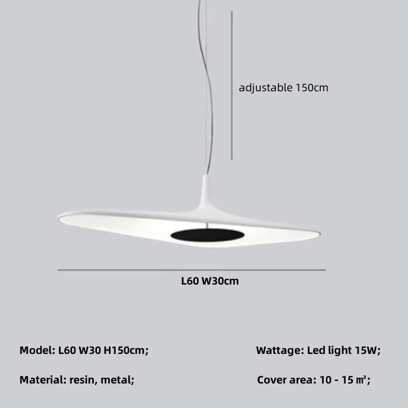 Modern Resin Pendant Light for Dining Room - white L60cm 15W / neutral light 4200K