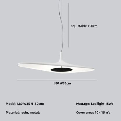 Modern Resin Pendant Light for Dining Room - white L80cm 15W / neutral light 4200K