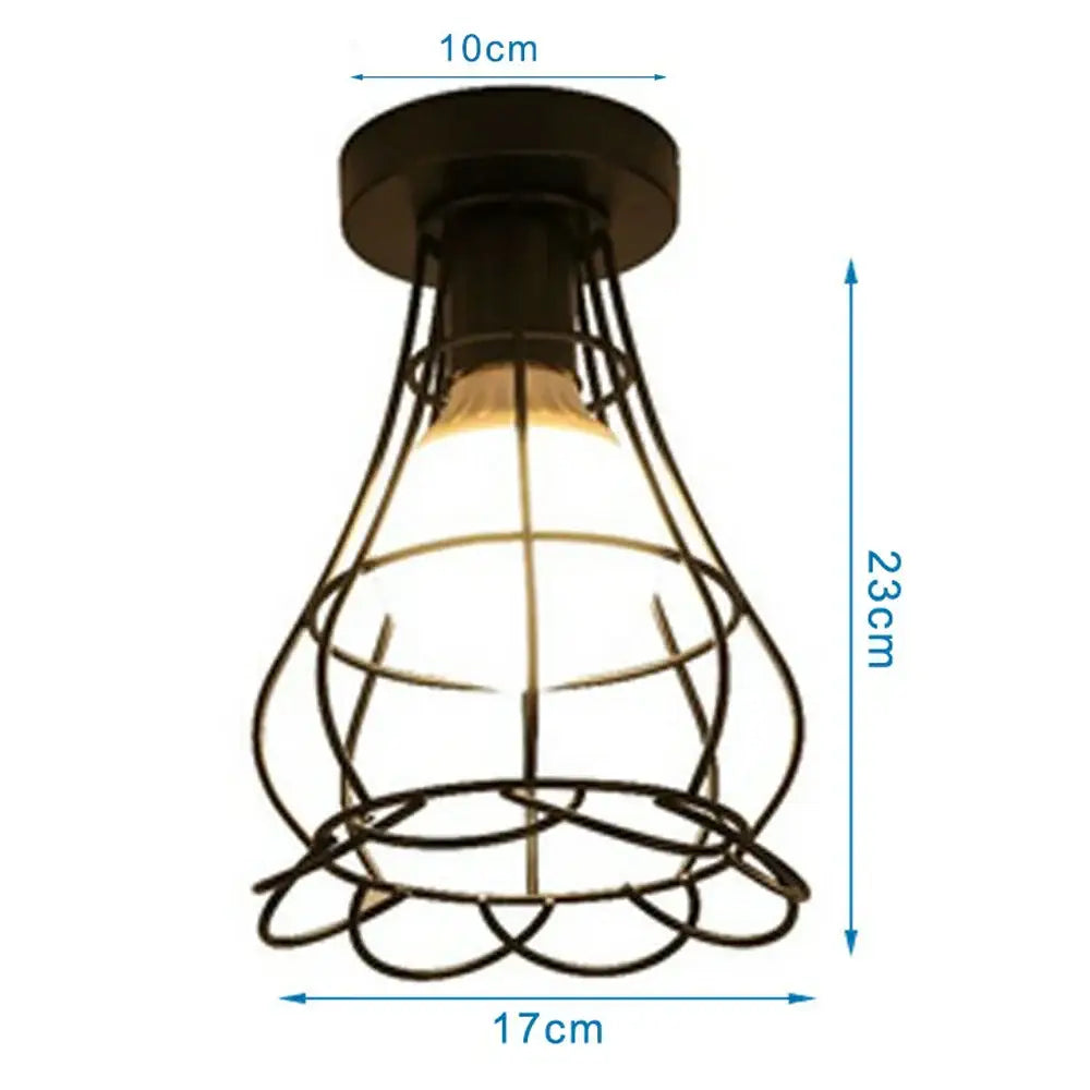 Modern retro black iron cage ceiling light with warm glow for kitchen lighting from decorbites iron cage ceiling series