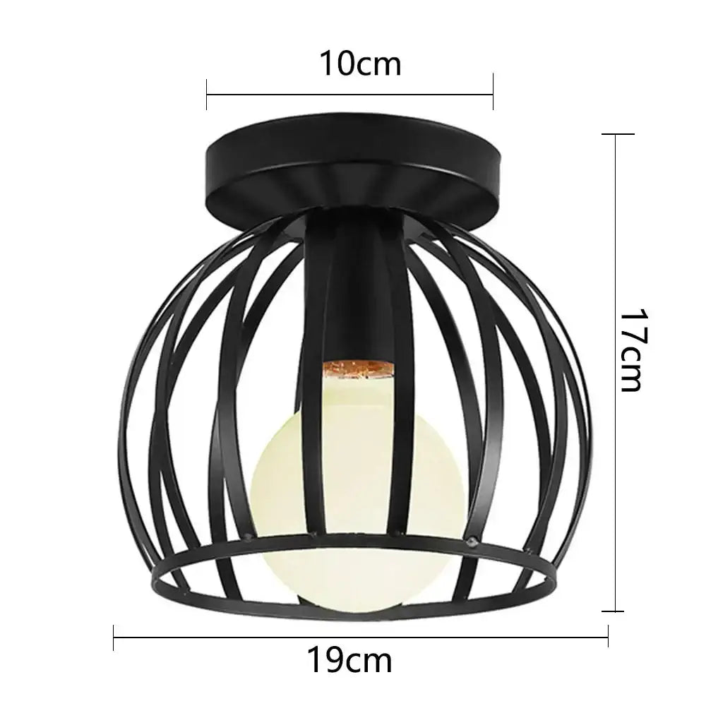 Modern retro black iron cage ceiling light with warm glow bulb for kitchen lighting decorbites iron cage ceiling design