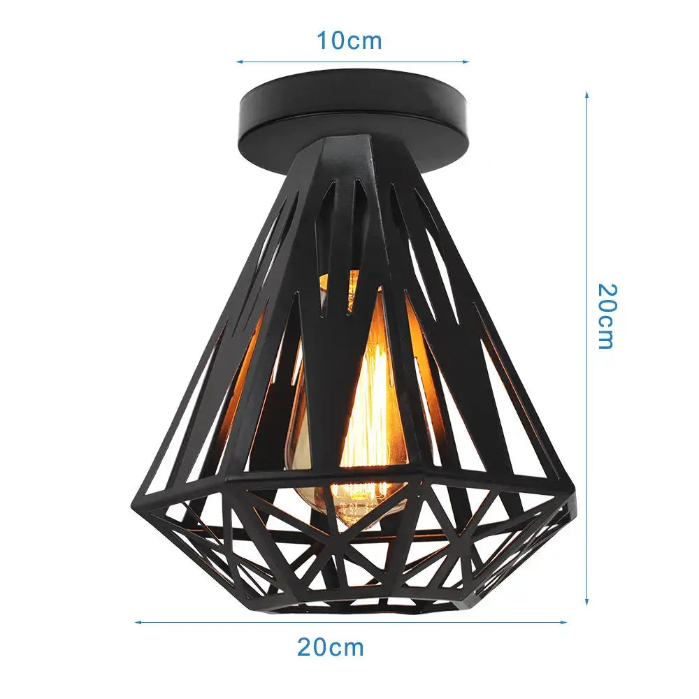 Modern retro black iron cage ceiling light with warm filament bulb for kitchen lighting decorbites iron cage ceiling light