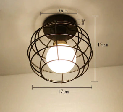 Modern retro black iron cage ceiling light with warm white bulb for kitchen lighting by decorbites iron cage ceiling