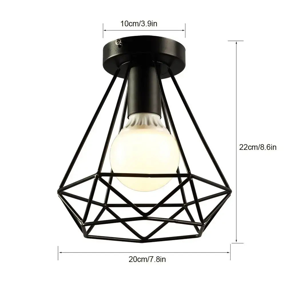 Modern retro black iron cage ceiling light with frosted glass bulb for kitchen lighting by decorbites iron cage ceiling