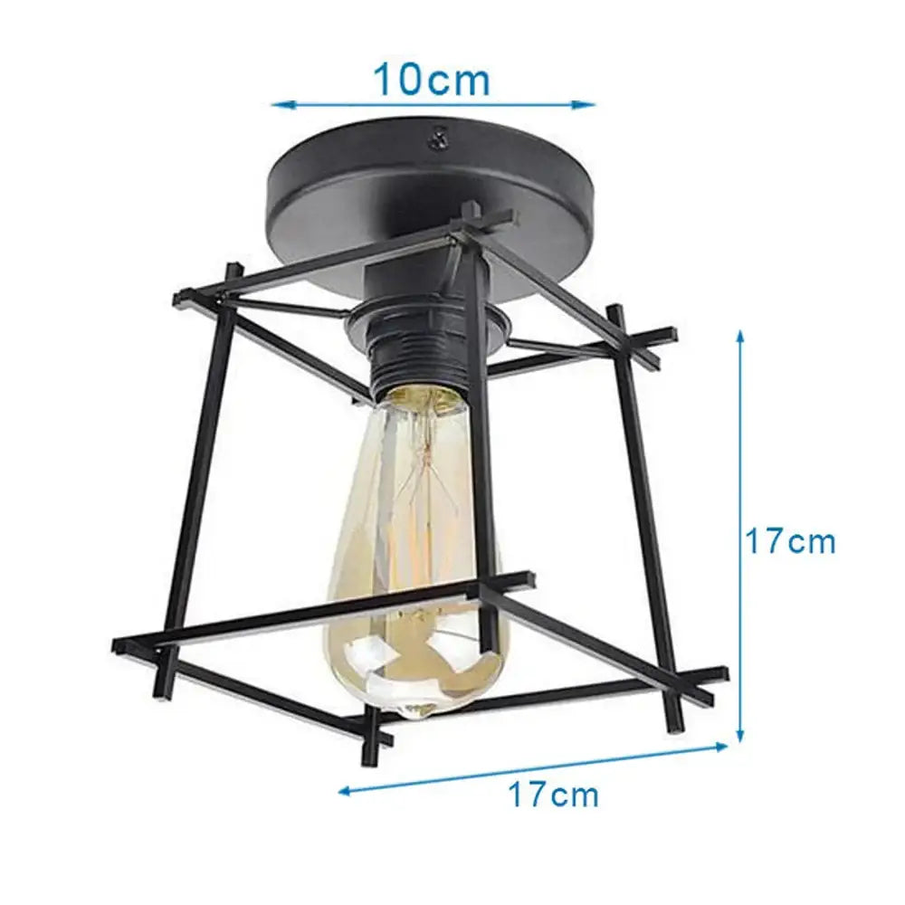 Modern retro black iron cage ceiling light with clear glass bulb designed for kitchen lighting by decorbites iron cage