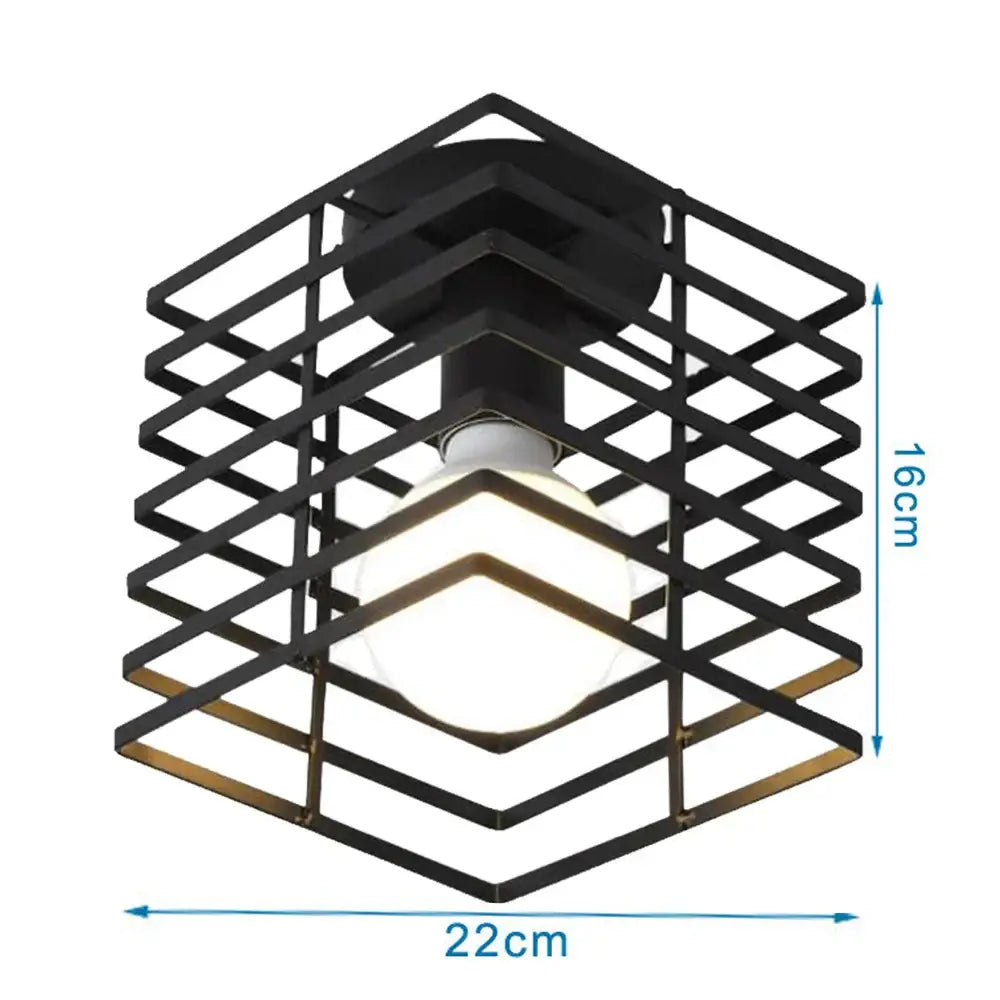 Modern retro black iron cage ceiling light with a glowing bulb inside for kitchen lighting decorbites iron cage ceiling