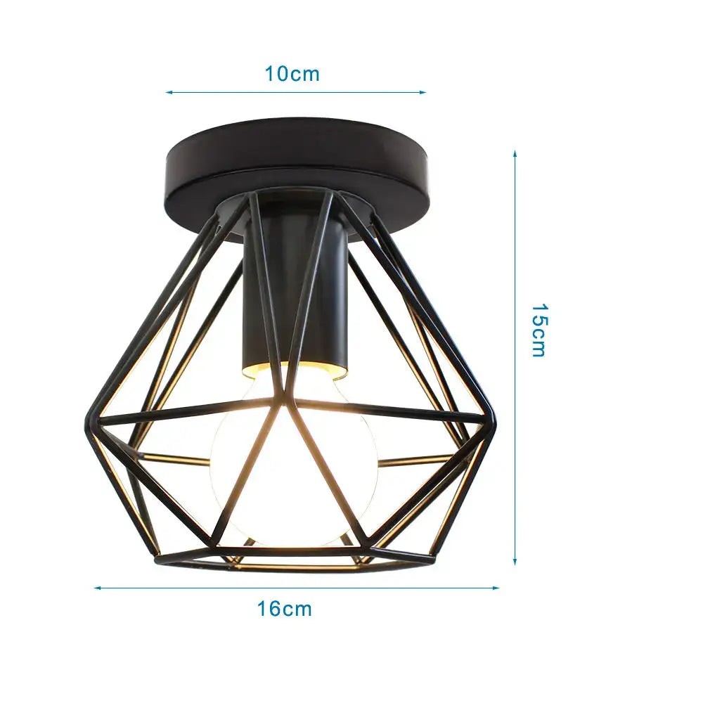 Modern retro black iron cage ceiling light with warm glow for kitchen lighting decorbites iron cage ceiling fixture