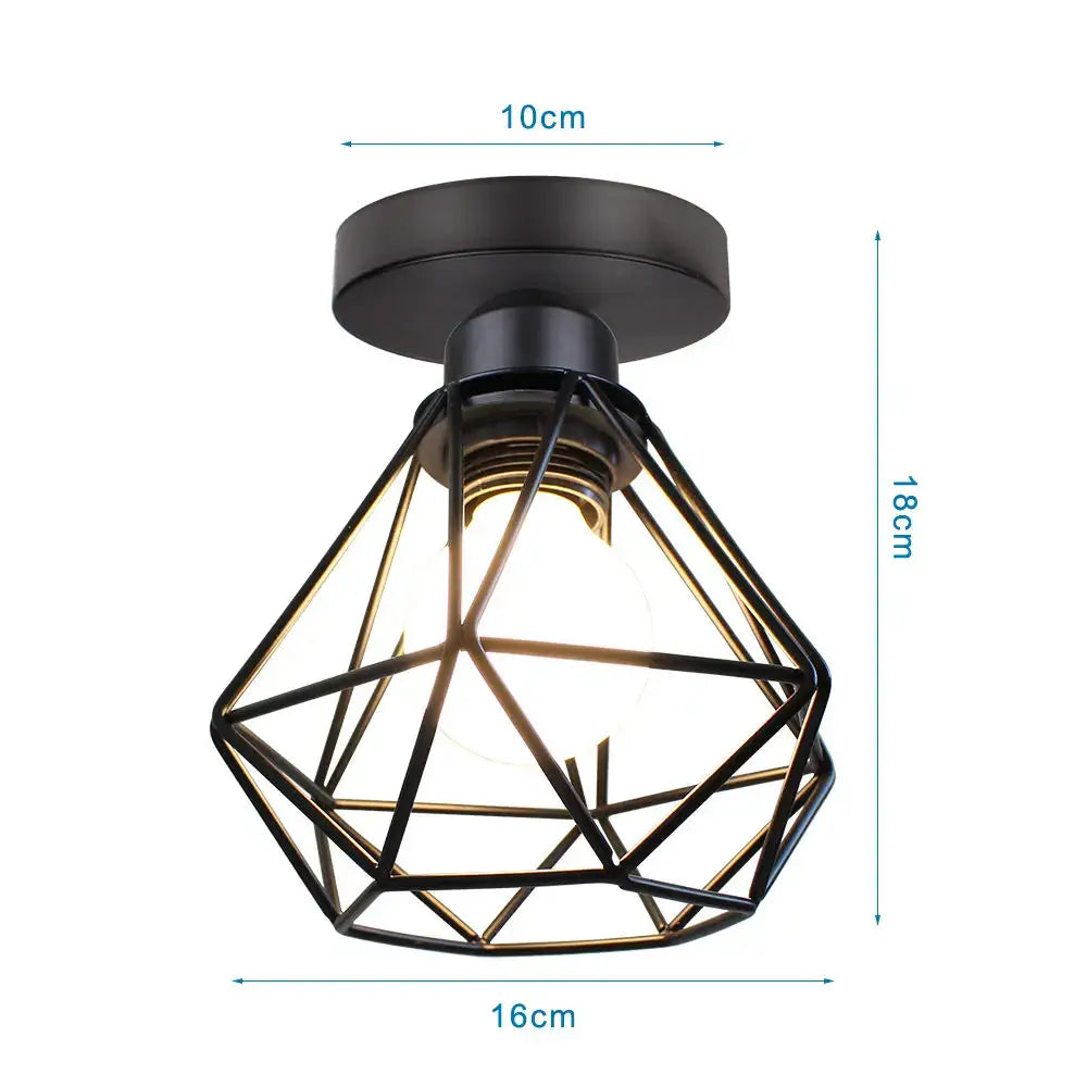 Modern retro black iron cage ceiling light with warm glow for kitchen lighting decorbites iron cage ceiling design