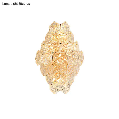 Modern rhombus clear crystal golden faceted wall sconce with tiered design direct wired electric light type