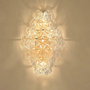 Modern rhombus clear crystal wall sconce with faceted geometric glass pieces direct wired electric light type