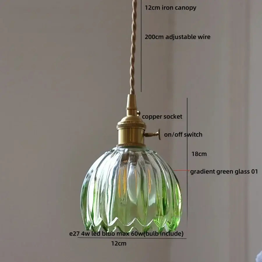 Modern ribbed blue glass pendant light with translucent gradient design and brass copper socket for dining room decorbites blue glass